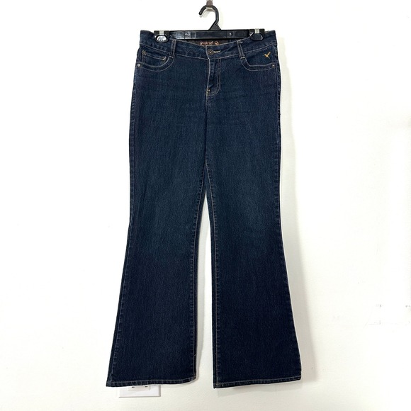 VTG Grane Flare Leg Jeans Dark Wash Hummingbird Embroidered Y2K Denim Junior 9 - Picture 2 of 9